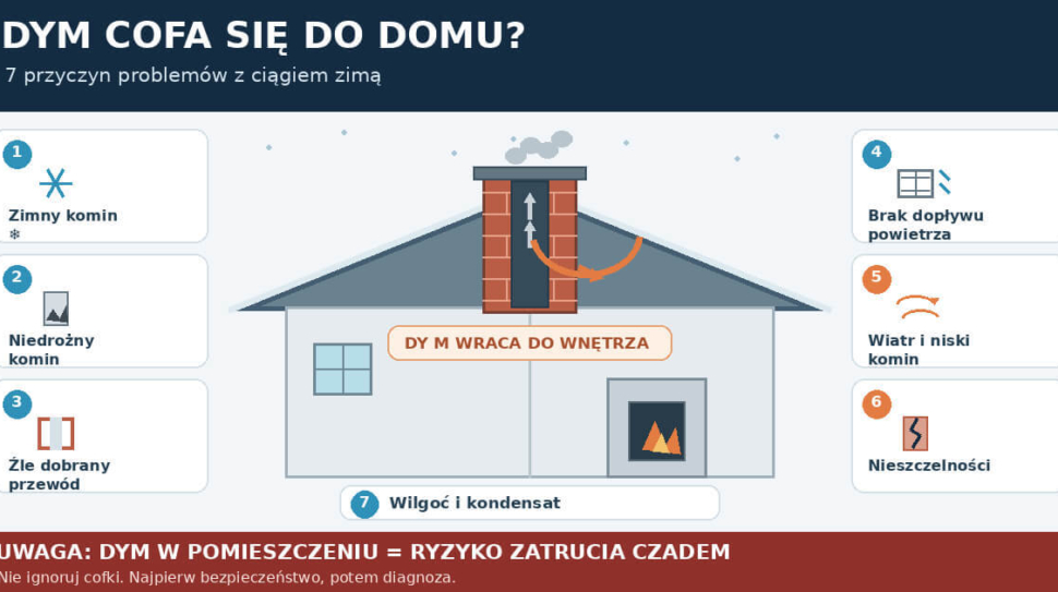 Dlaczego dym cofa się do domu zimą?
