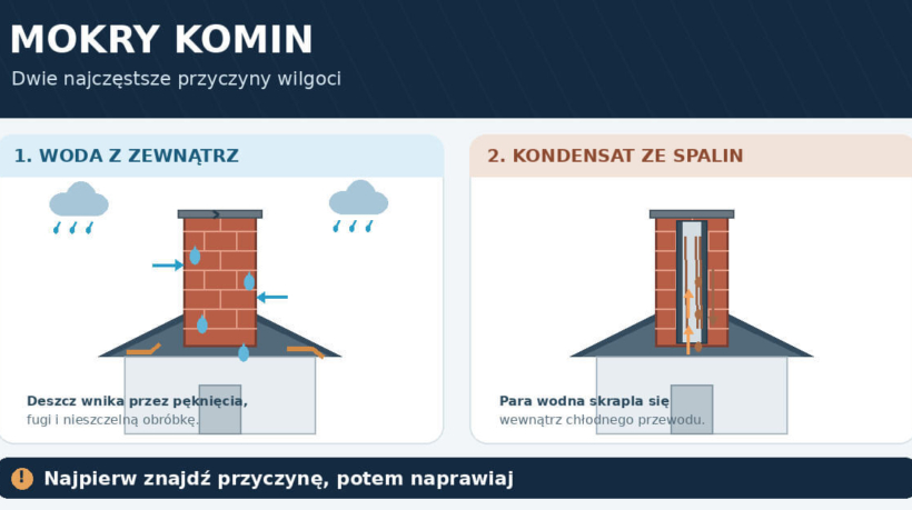 Skąd się bierze wilgoć w kominie jesienią i zimą?