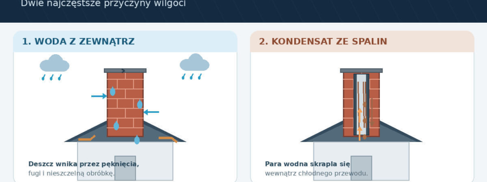 Skąd się bierze wilgoć w kominie jesienią i zimą?